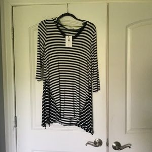 Black and white striped dress